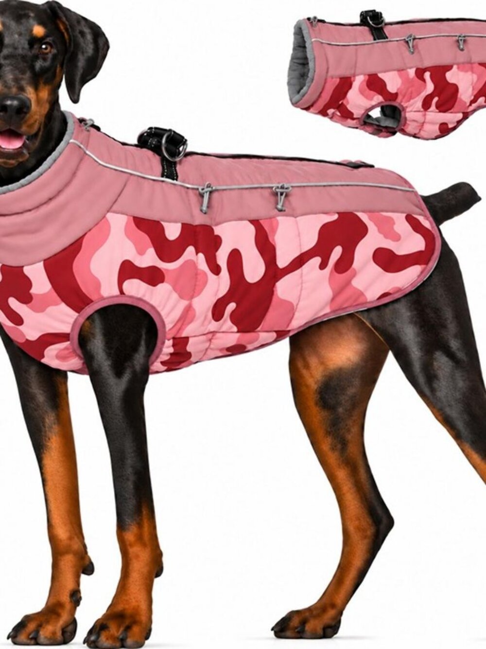 Pink Camouflage Dog Winter Coat Vest 3XL